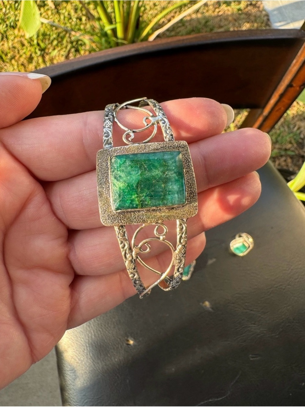NWOT 3 piece sterling silver emerald set